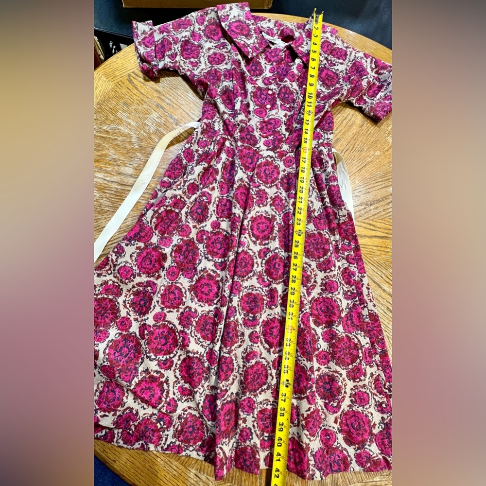 VINTAGE 50s MCM Ann Taylor cotton floral day‎ dress flare skirt rounded collar - Picture 13 of 16